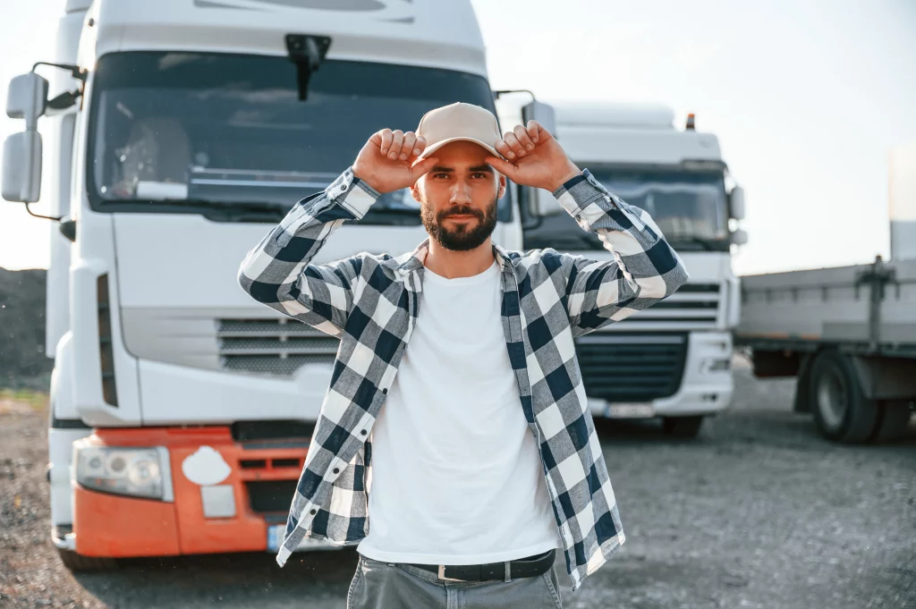 Almanya'da çalışan tır şoförü, uzun yol aracıyla iş başında.
